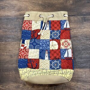 Paul Brent Nautical Patchwork Drawstring Backpack Tote Beach Bag